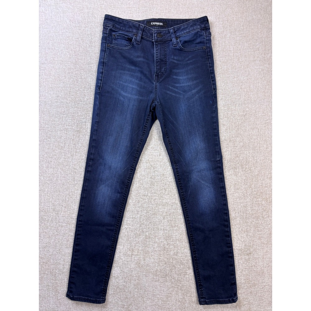 Express Mens Hyper Stretch Skinny Jeans Dark Wash Blue 29x30 Denim Pants